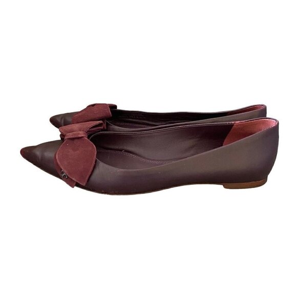 Tory Burch Rosalind Purple Leather Bow Ballet Flats Shoes Women’s Size 8 M 44412 - Picture 4 of 8